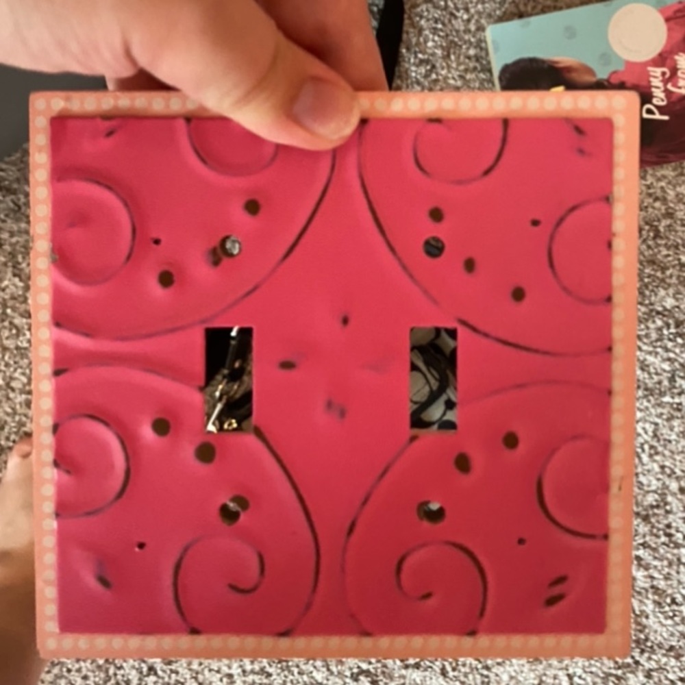 Pink decorative double light switch cover